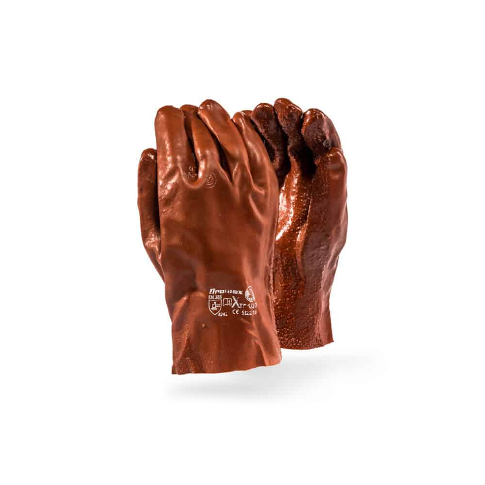 DROMEX BROWN ROUGH PVC GLOVE (72)