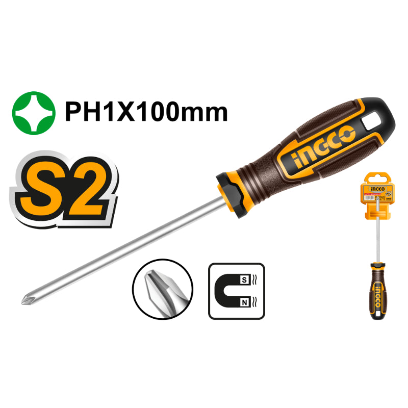 INGCO S/DRIVER S2 PH1X100MM MAGNETIC