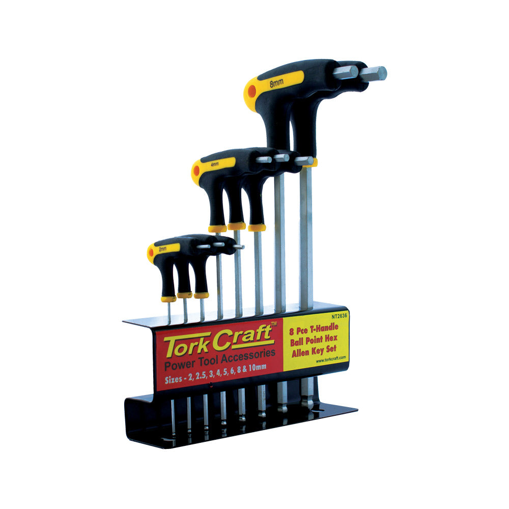 TORK CRAFT 8PCE BALL POINT ALLEN KEY SET WITH HANDLES