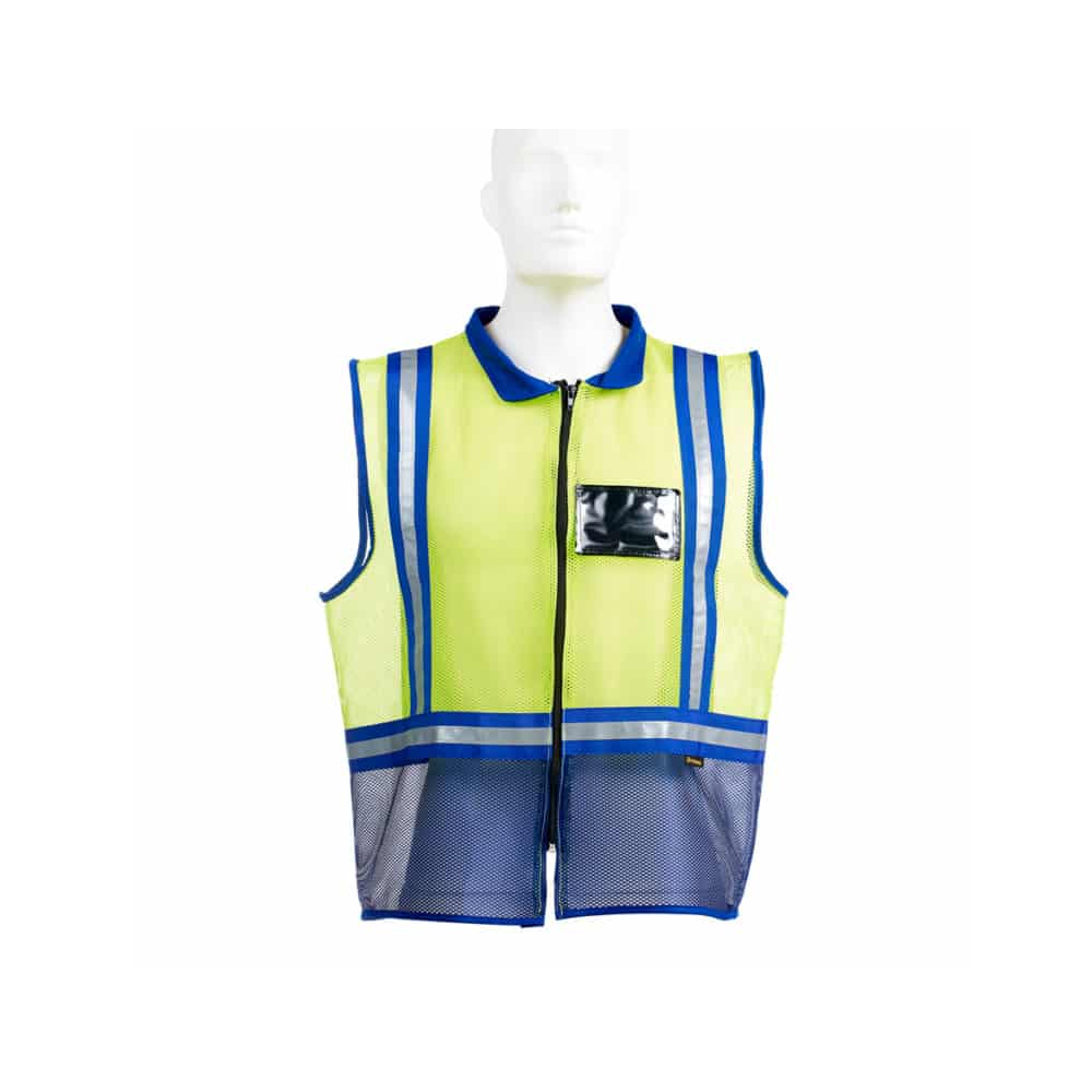 DROMEX REFLECTIVE VEST  ZIP  ID COLOUR- YELLOW/BLUE SIZE L