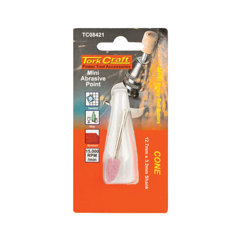 MINI ABRASIVE POINT 12.7MM CONE 3.2MM SHANK