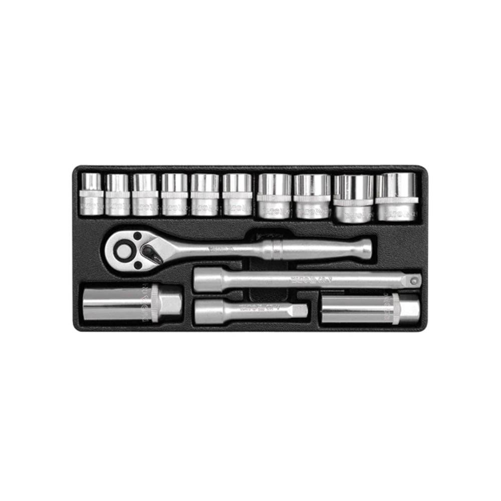 YATO SOCKET SET METAL-CASE 15PC 3/8" 10-22MM