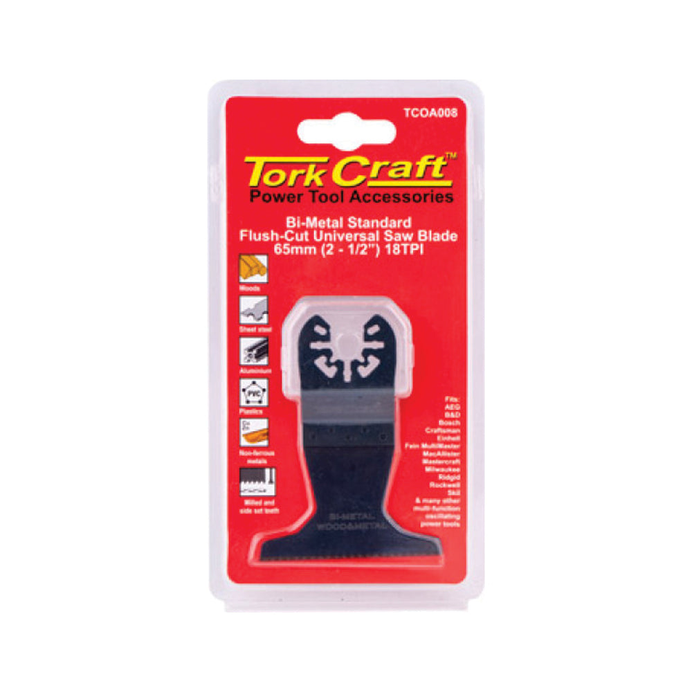 TORK CRAFT QUICK CHANGE FLUSH CUT UNIVERSAL SAW BLADE 65MM(2-1/2)18TPI
