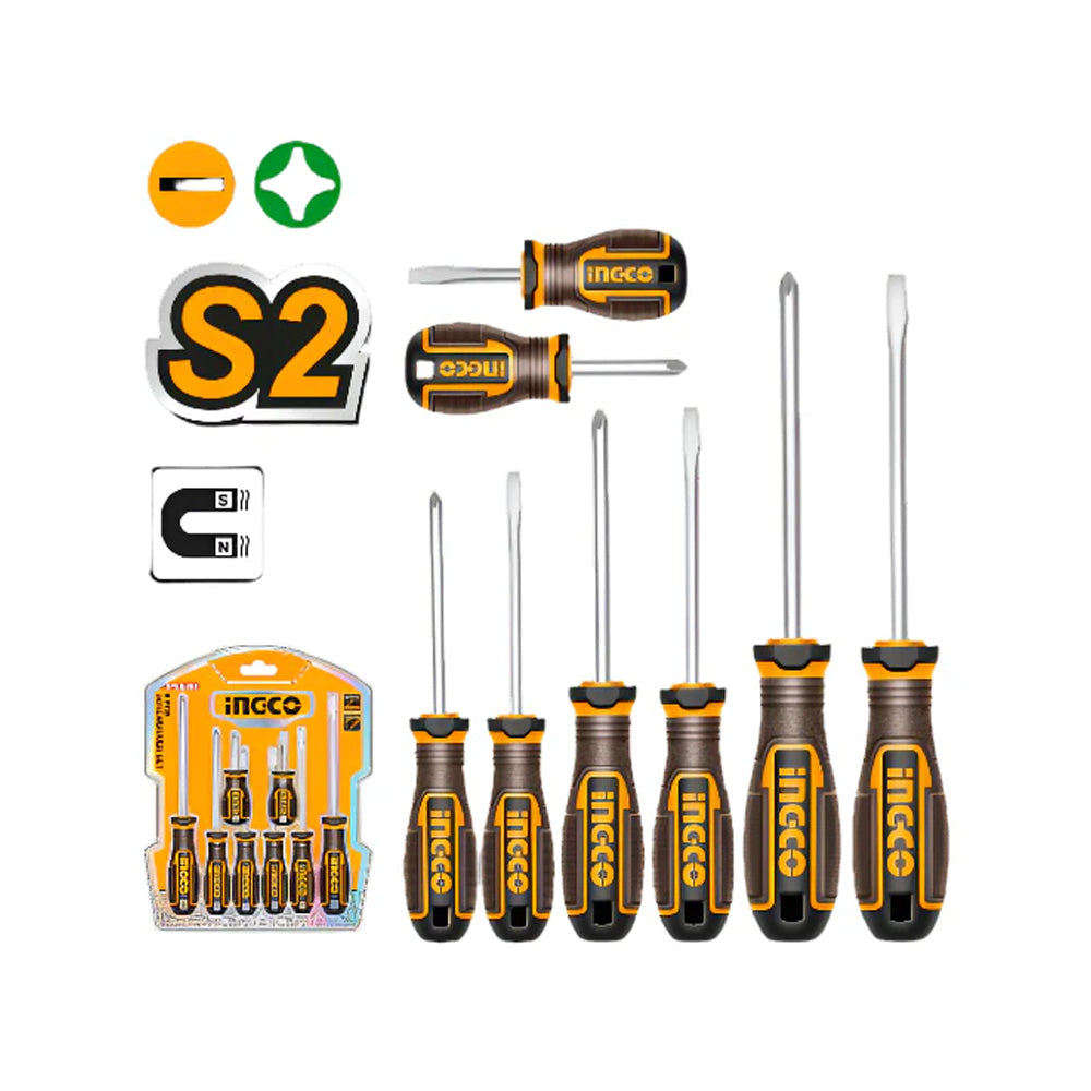 INGCO S/DRIVER S2 SET PH&SLOTTED 8PC