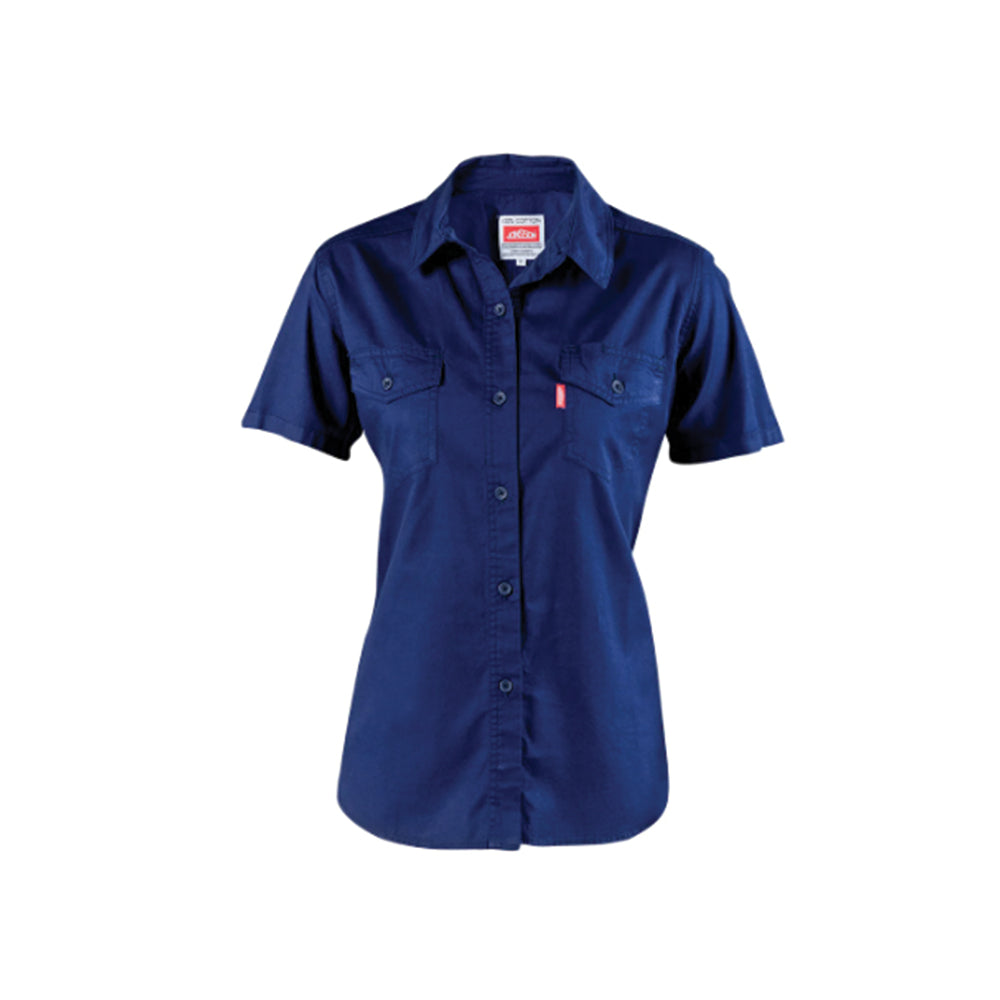 JONSSON WOMENS S/S WORK SHIRT COLOUR-NAVY SIZE-M
