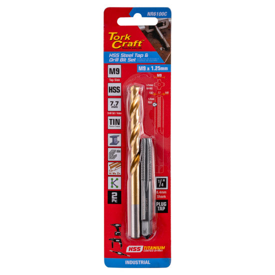 TORK CRAFT TAP HSS 9X1.25 & DRILL 7.7MM 2PC SET