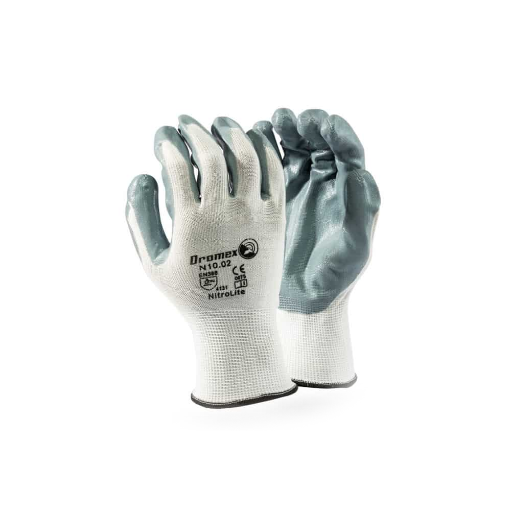 DROMEX GREY NITRILE PALM COATED ON WHITE SIZE 10