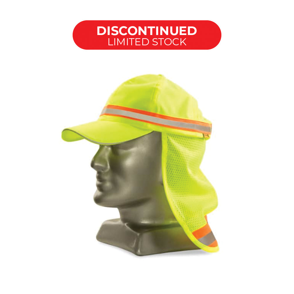 DROMEX BASEBALL HAT REFLECTIVE LIME WITH NECK PROT