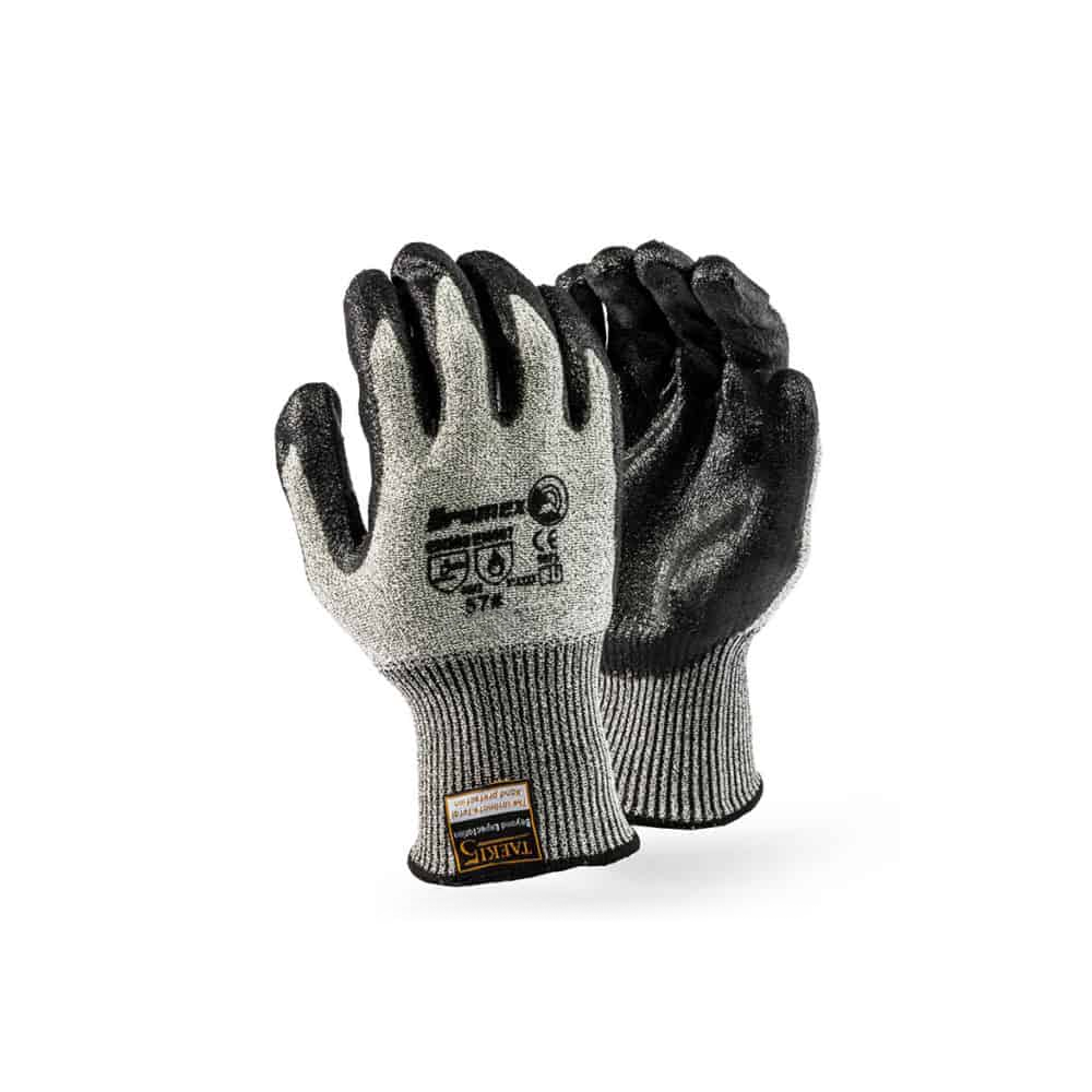 DROMEX TAEKIS GLOVE BLACK NITRILE PALM COATED ON GREY SIZE 7(12)