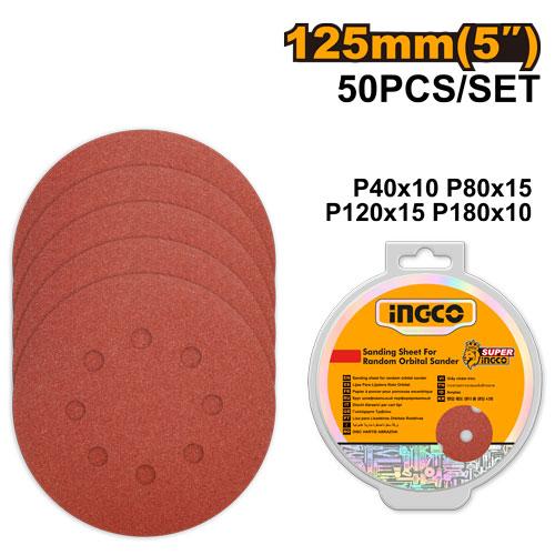 INGCO SAND SHEET RAN/ORB, 50PC 125MM