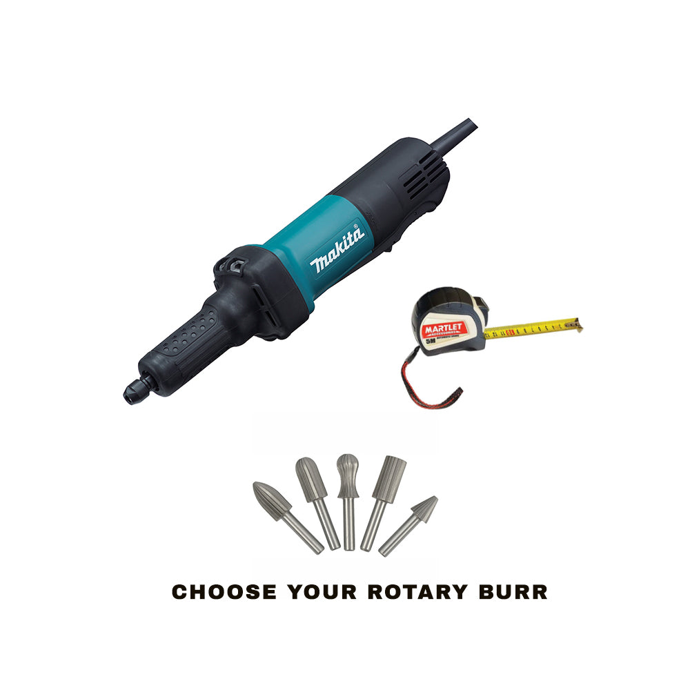 MAKITA DIE GRINDER, MARTLET TAPE MEASURE AND ROTARY BURR