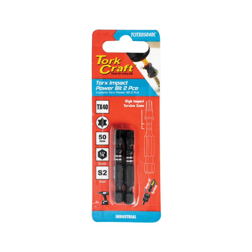 TORK CRAFT TORX TX 40 IMPACT BIT 50MM 2PC CARDED