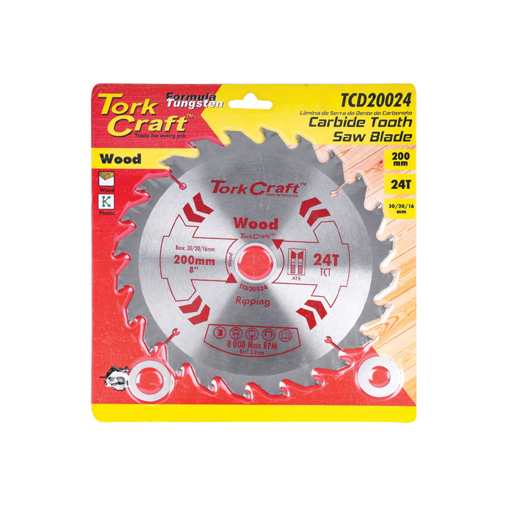 TORK CRAFT BLADE TCT 200 X 24T 30/20/16 GENERAL PURPOSE RIP