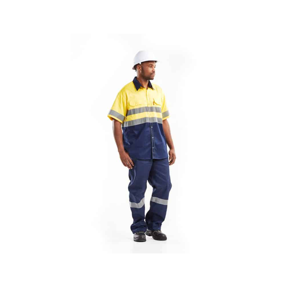 DROMEX REFL. SHORT SLEEVE SHIRT VENTILATED COLOUR- YELLOW/NAVY SIZE XL