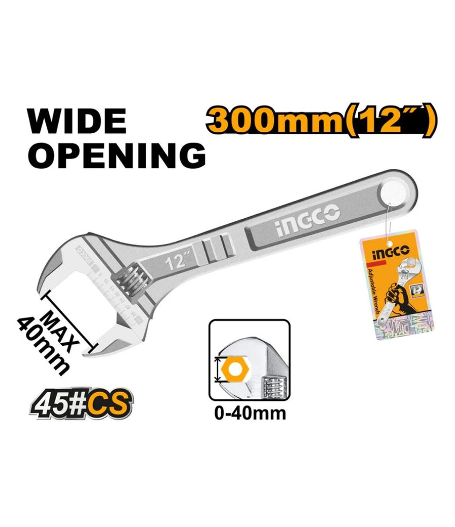 INGCO WRENCH ADJUSTABLE 300MM 12"