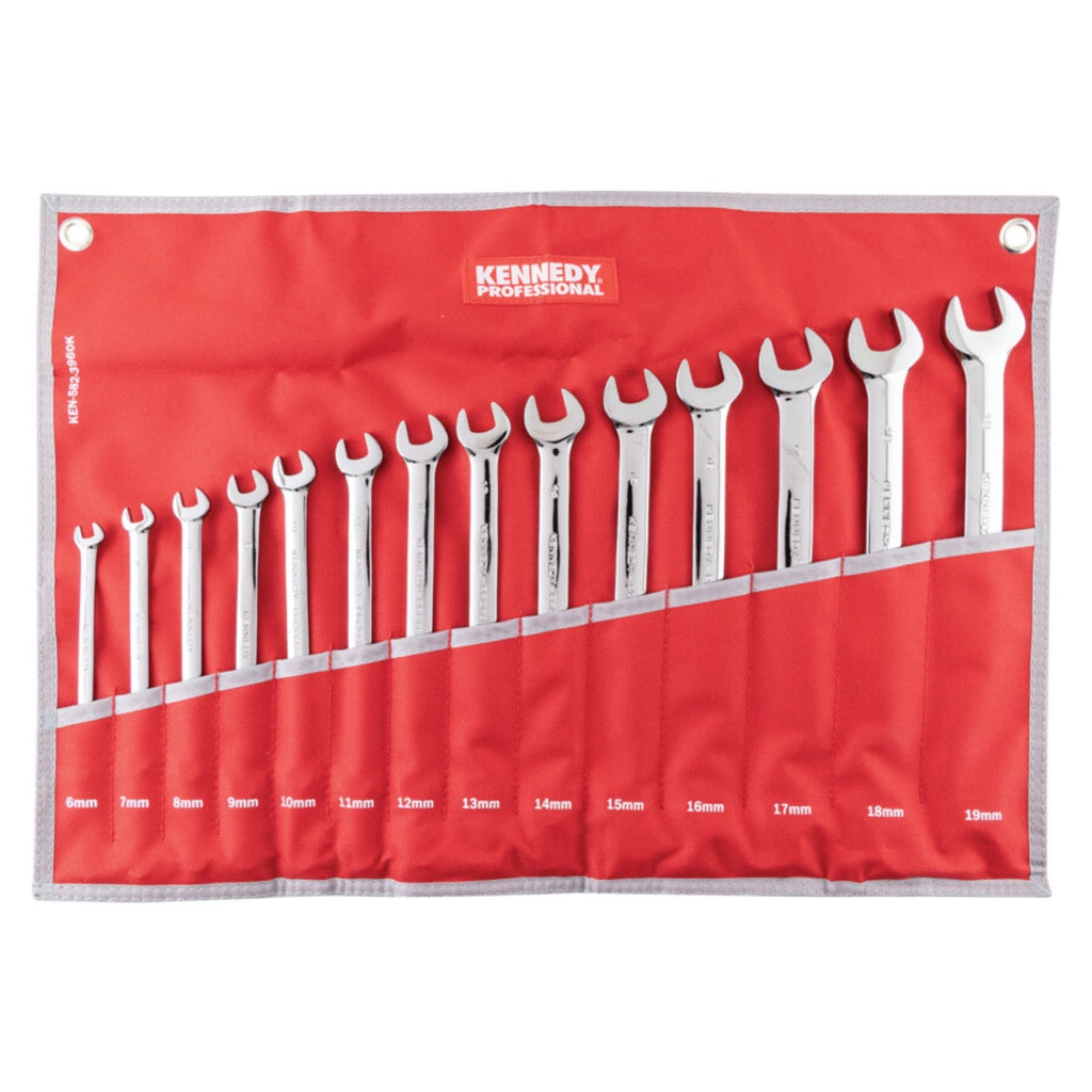 KENNEDY 6-19mm PROFESSIONAL COMBINATION SPANNER SET 14PC