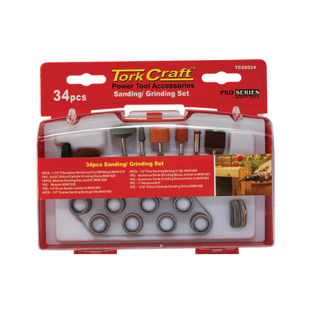 TORK CRAFT SANDING & GRINDING SET 34 PCE MINI