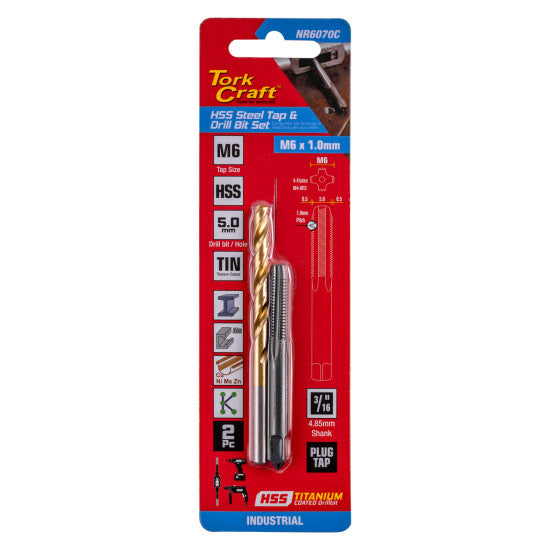 TORK CRAFT TAP HSS 6X1.0 & DRILL 5.0MM 2PC SET