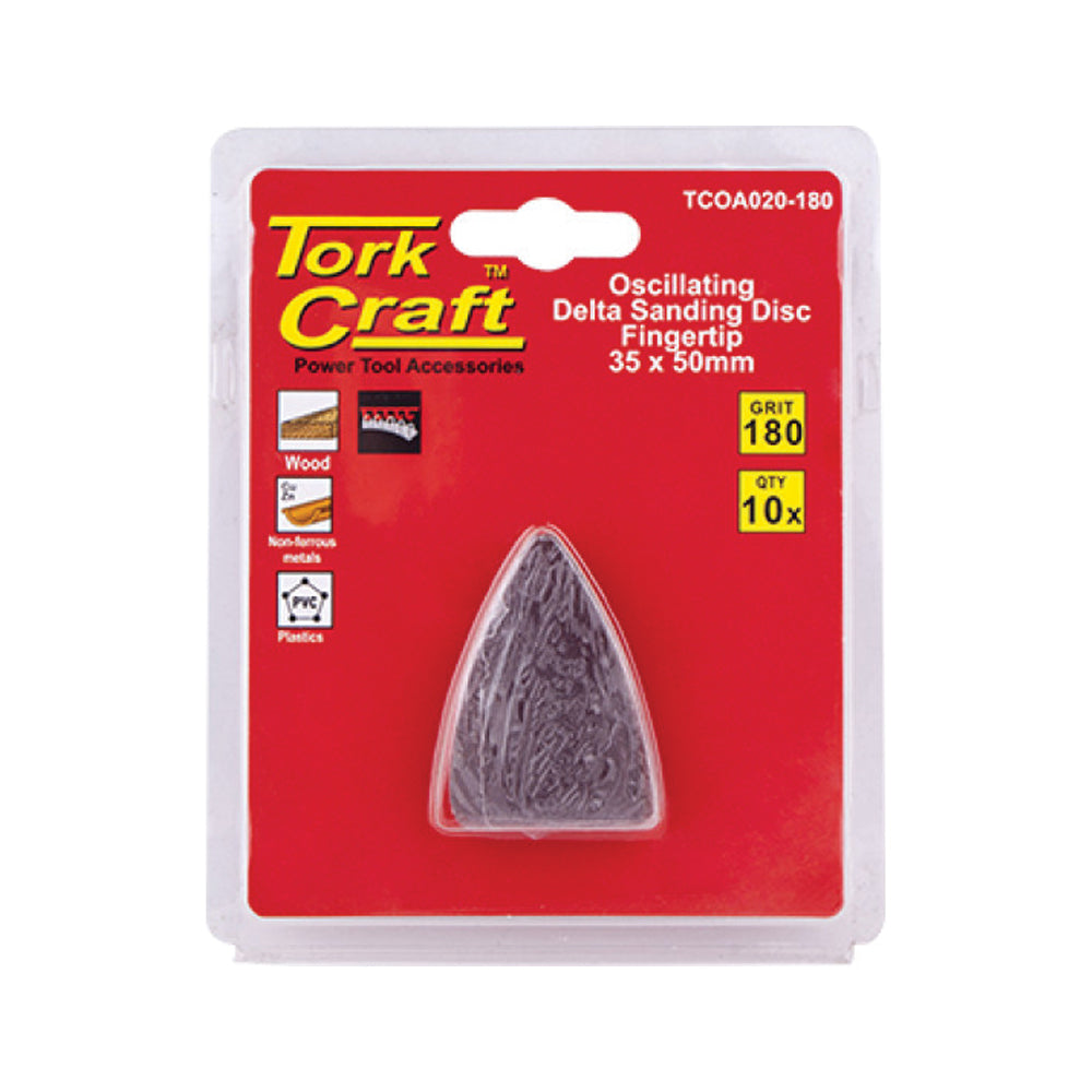 TORK CRAFT OSCILATING SANDPAPER A/O 35X50MM 10PC  FINGERTIP 180GRIT
