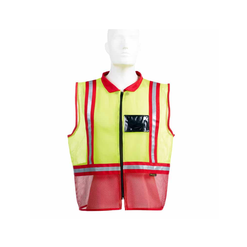 DROMEX REFLECTIVE VEST  ZIP  ID COLOUR- YELLOW/RED SIZE S