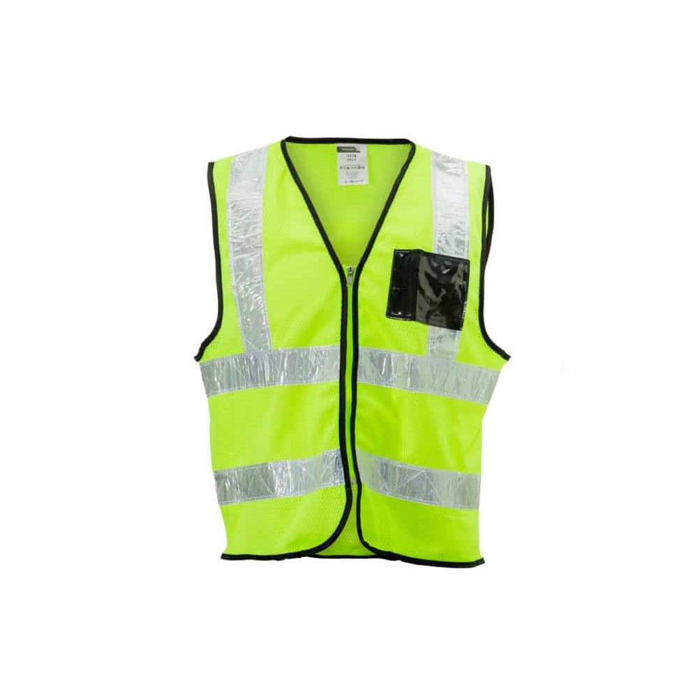 DROMEX  MESH VEST ZIP - ID - WHITE PVC TAPE COLOUR -LIME -SIZE -L
