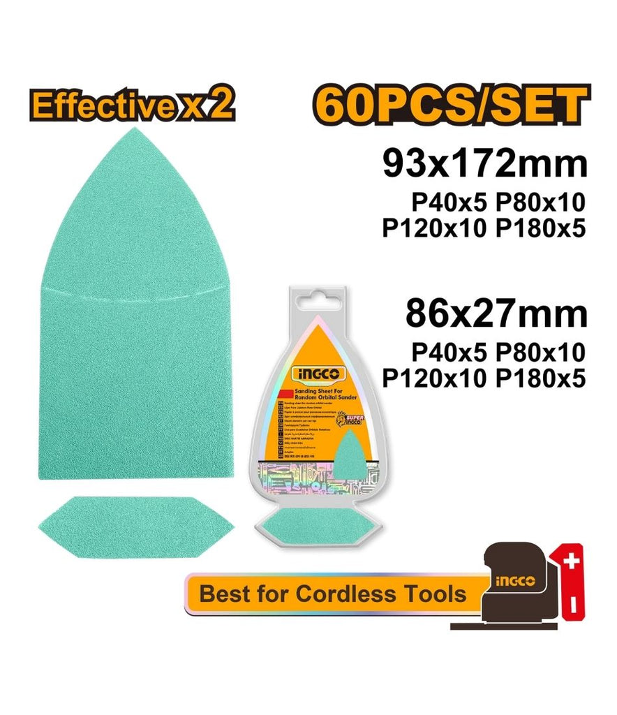 INGCO SAND SHEET 60PC P40 80 120 180 172MM FOR CPSL2014