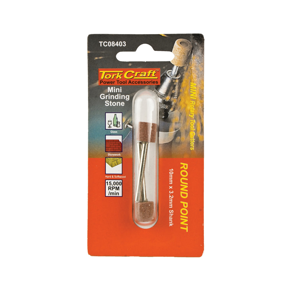 MINI GRINDING STONE 11.1MM ROUND POINT 3.2MM SHANK