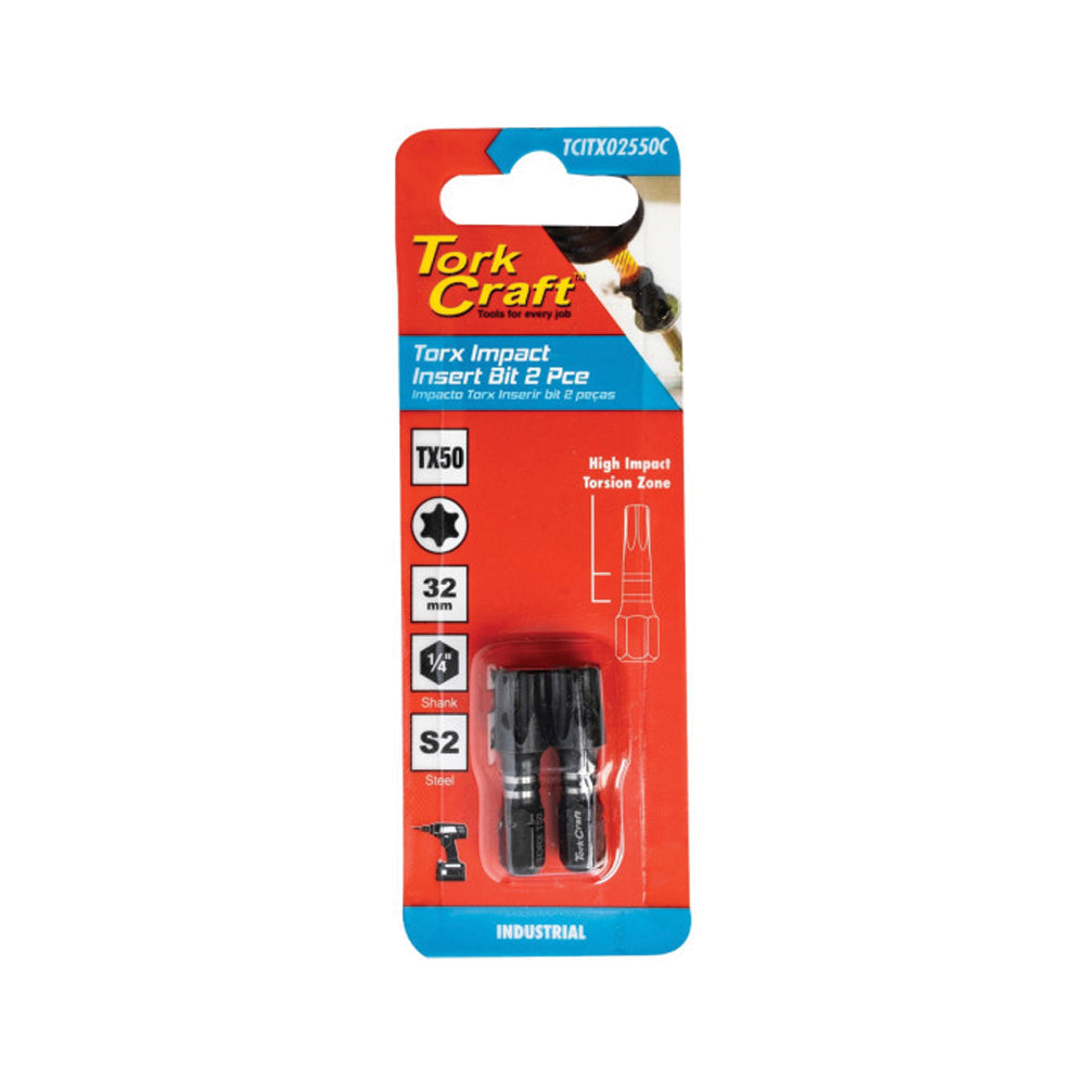 TORK CRAFT TORX TX 50 IMPACT BIT 25MM 2PC CARDED