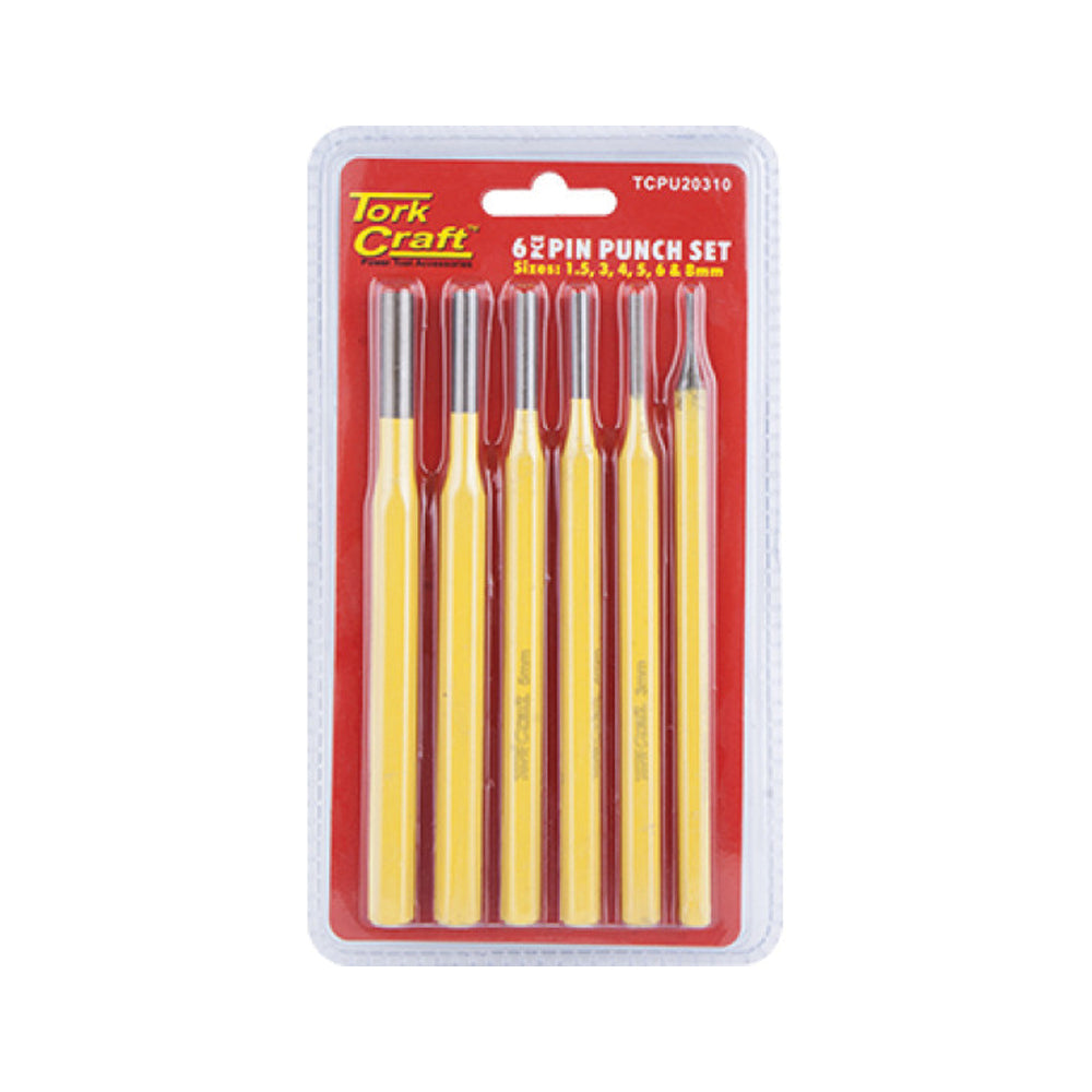 TORK CRAFT TORK CRAFT PIN PUNCH SET 6PC - 1.5, 3, 4, 5, 6, 8MM YELLOW