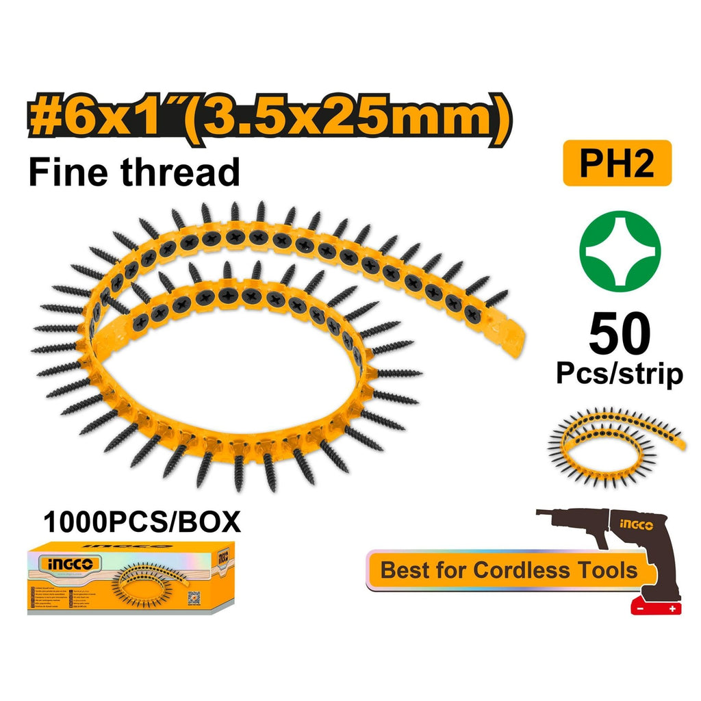 INGCO COLLATED DRYWALL SCREWS 1000PIECES