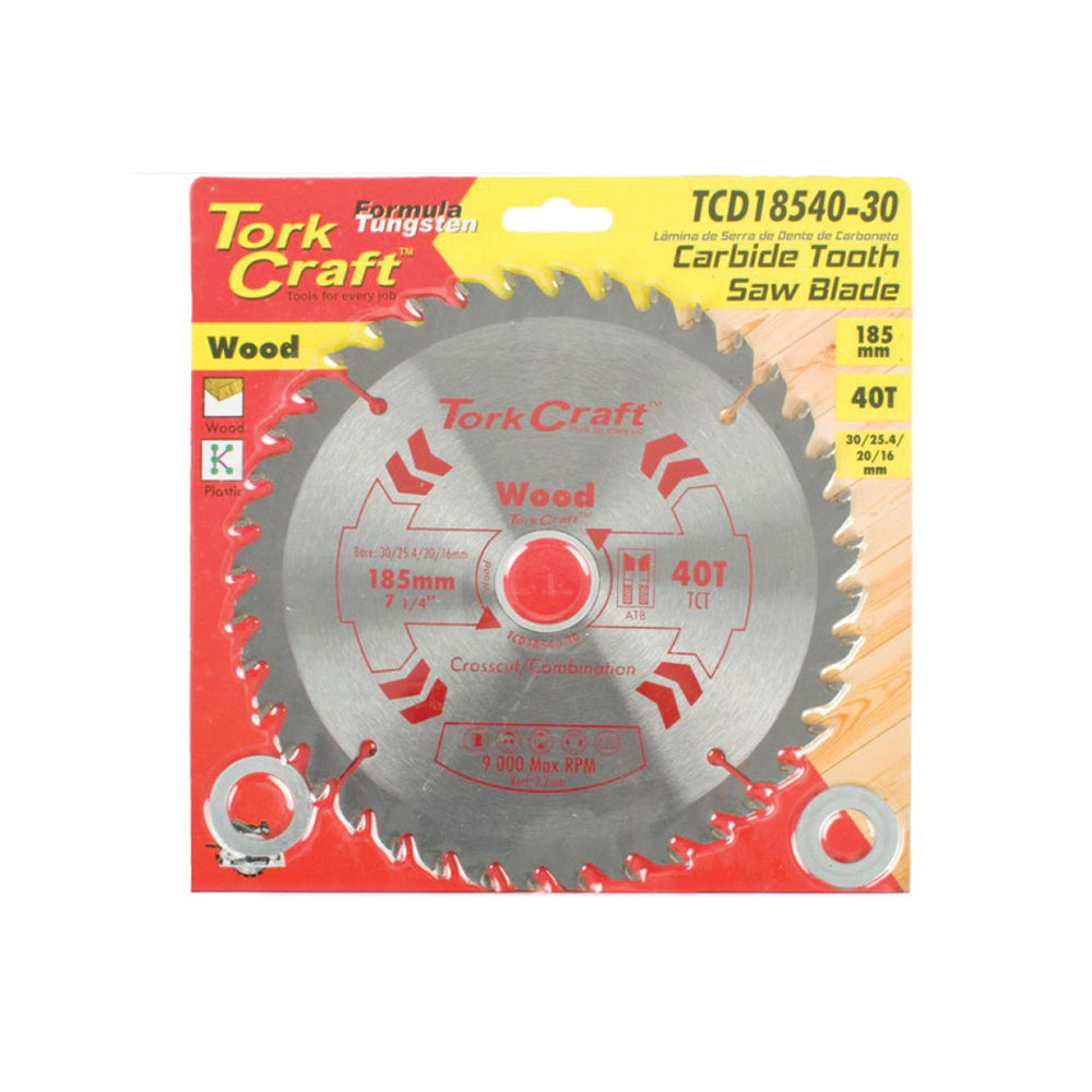 TORK CRAFT BLADE TCT 185 X 40T 30/20/16/1 GENERAL PURPOSE COMBINATION